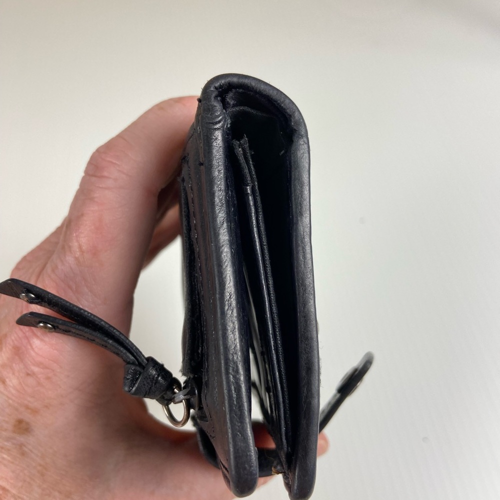 Fossil Black Genuine Leather Patchwork Studded Bi… - image 12